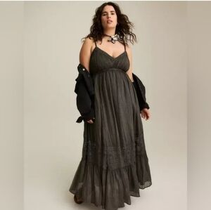 Torrid Festi Lace-Trim Maxi Dress Deep Black